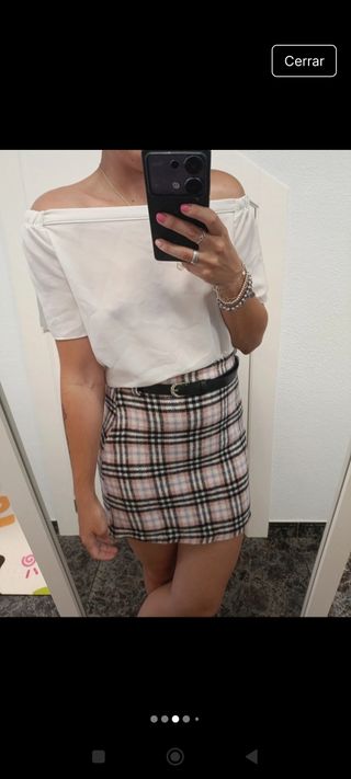 Falda cuadros rosa y negra - Talla S