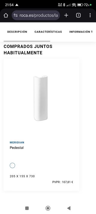 Lavabo Roca Meridian con pedestal