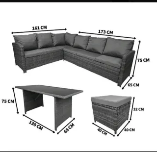 Conjunto terraza rinconera marrón