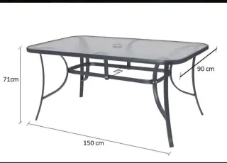 Mesa jardín 6 sillas cristal gris