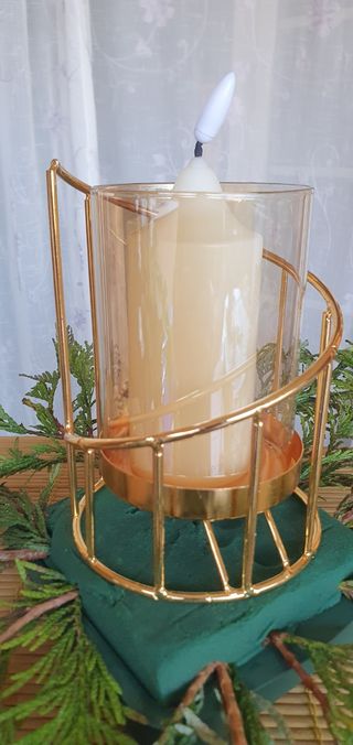 Portavelas dorado con vela - Decoración 25unidades