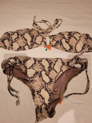 Bikini serpiente beige-marrón