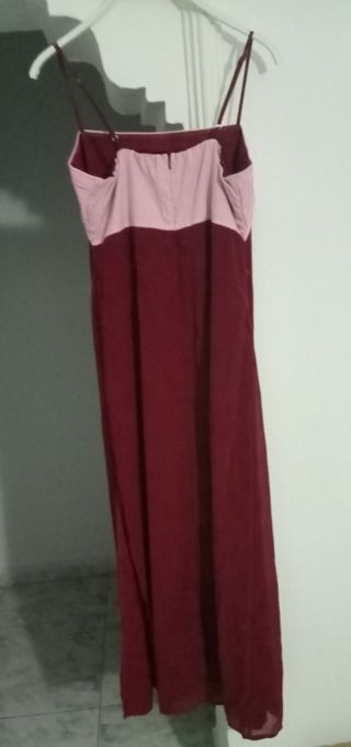 Vestido tirantes burdeos-rosa, Talla L