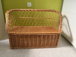 Sillón mimbre con cajon almacenaje