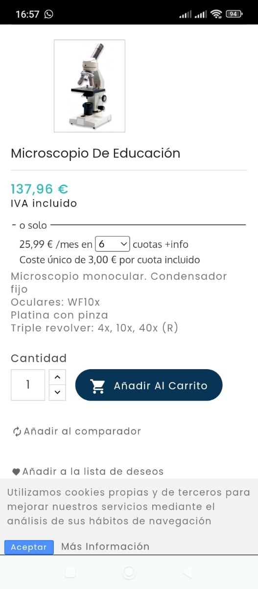 Microscopio de educación