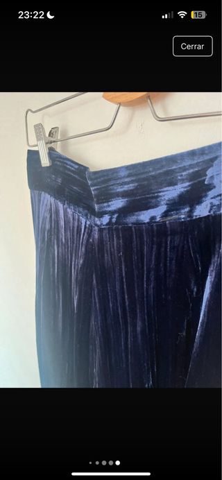 Pantalón de traje terciopelo azul Zara