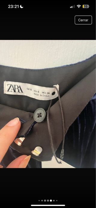 Pantalón de traje terciopelo azul Zara