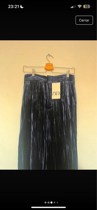 Pantalón de traje terciopelo azul Zara