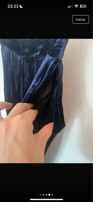 Pantalón de traje terciopelo azul Zara