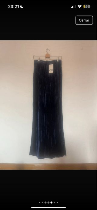 Pantalón de traje terciopelo azul Zara