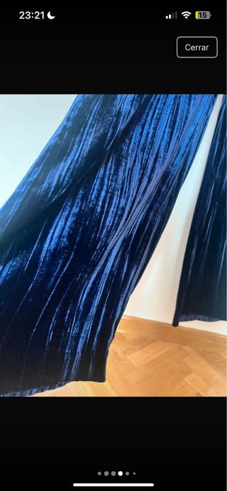 Pantalón de traje terciopelo azul Zara