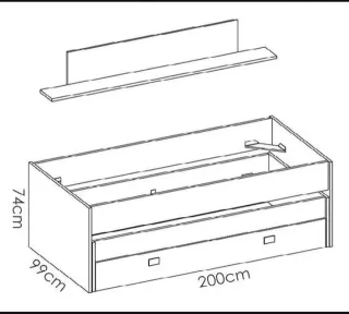 Cama nido blanca y gris - 2 camas