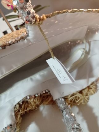 Capazo rafia beige-plata