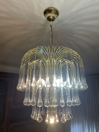 Lámpara lágrimas cristal dorada