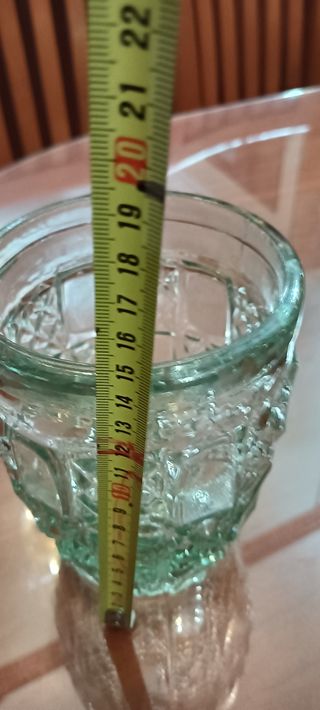 Jarrón cristal tallado verde