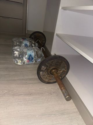 Barra mancuernas 17kg usada
