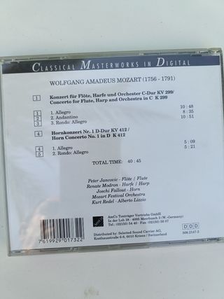 CD Mozart: Conciertos para flauta, arpa y trompa