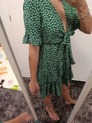 Vestido verde estampado flores
