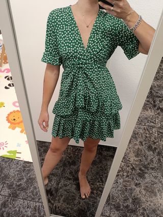 Vestido verde estampado flores