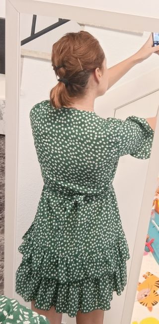 Vestido verde estampado flores