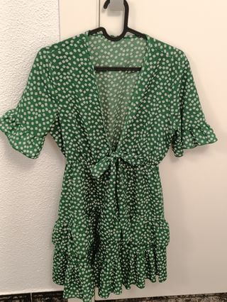 Vestido verde estampado flores