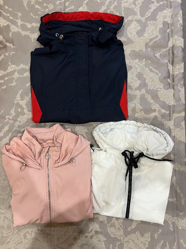 3 Chaquetas Bershka talla S - Azul, Rosa