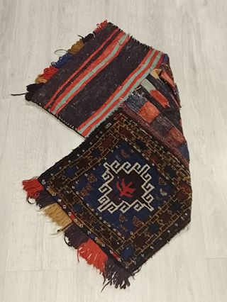 Alforjas tribales Baluch, lana, azul-rojo