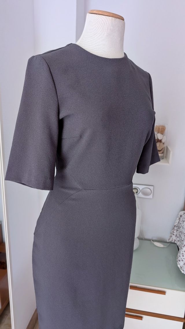Vestido gris entallado espalda abierta M 38 