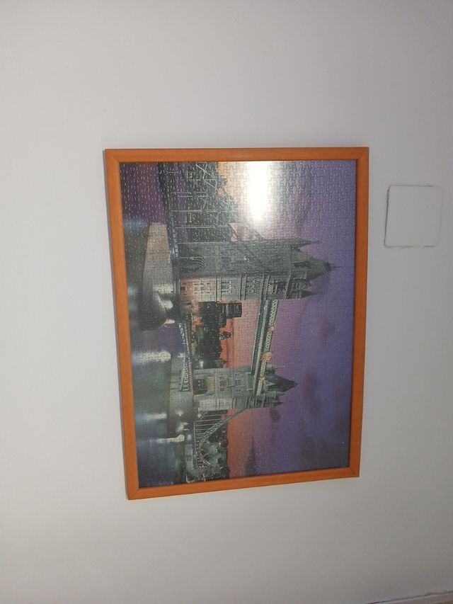 Puzzle puente Londres iluminado - Marco marrón