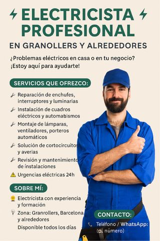 Electricista en Granollers y alrededores.