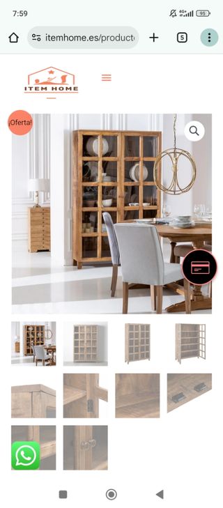 Vitrina madera natural (restaurada por carcoma)