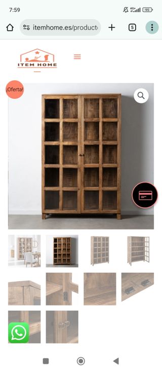 Vitrina madera natural (restaurada por carcoma)