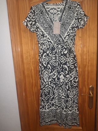 Vestido boho chic blanco y negro