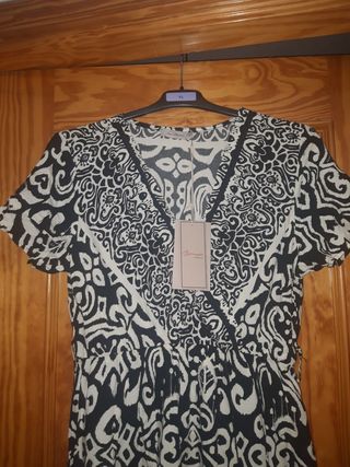 Vestido boho chic blanco y negro