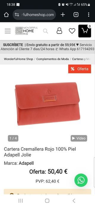 Cartera Adapell roja - Piel