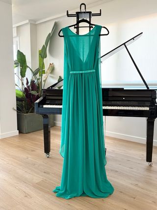 Vestido Tintoretto largo gasa - verde azulado