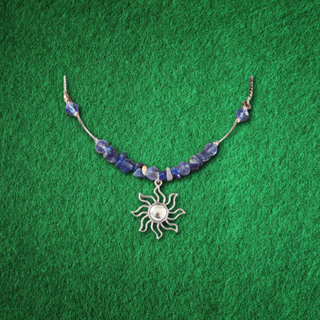 Collar boho azul plata de sol y piedras