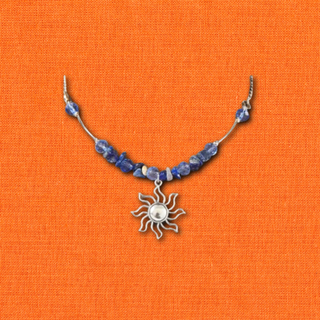 Collar boho azul plata de sol y piedras