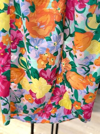 Vestido estampado flores-mangas abullonadas