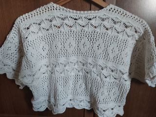 Jersey crochet blanco corto