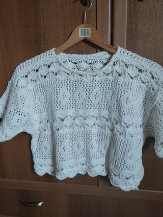 Jersey crochet blanco corto