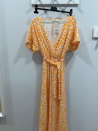 macacao longo estampado - laranja e branco
