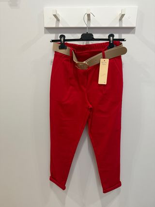 Calça vermelha - cintura alta