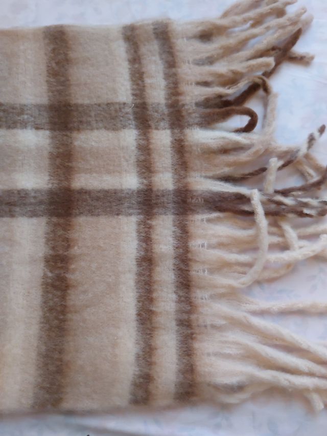 Bufanda cuadros beige-marrón