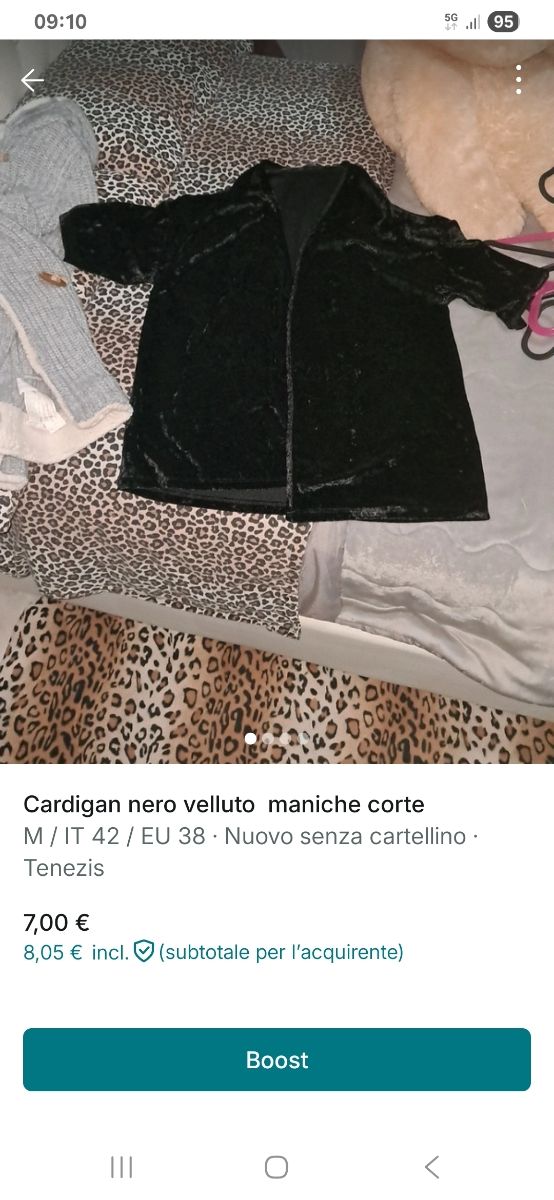 Cardigan velluto nero Tg M