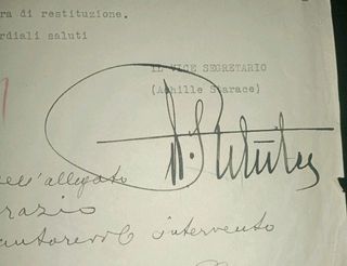 Firma originale Achille Starace rerarca fascista