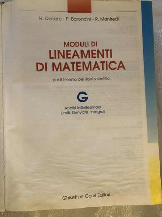 MODULI LINEAMENTI MAT. LIC.SCIENT.MODULO G