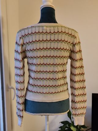 Conjunto de punto beige y verde