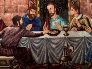 Santa Cena: Mural de esmalte plata