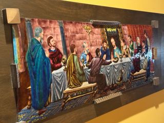 Santa Cena: Mural de esmalte plata